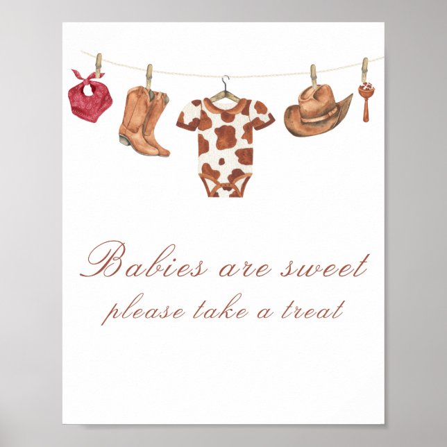 Póster Cowboy baby shower - Babies are sweet (Frente)