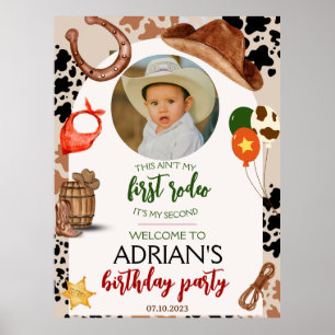 Póster Cowboy Birthday 2d Rodeo Birday Party