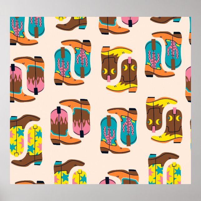Póster Cowboy Boots salvajes de Occidente: Modelo de conc (Frente)