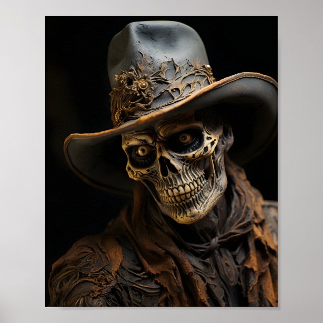 Póster Cowboy del Skeleteen de Halloween, región occident (Frente)