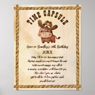 Póster Cowboy fiesta occidental linda cápsula del tiempo