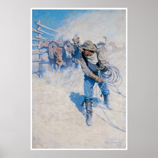 Póster Cowboy lassoing a horse, 1904 (Frente)