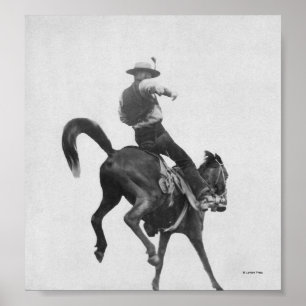 Póster Cowboy Ned Coy Riding Bronco