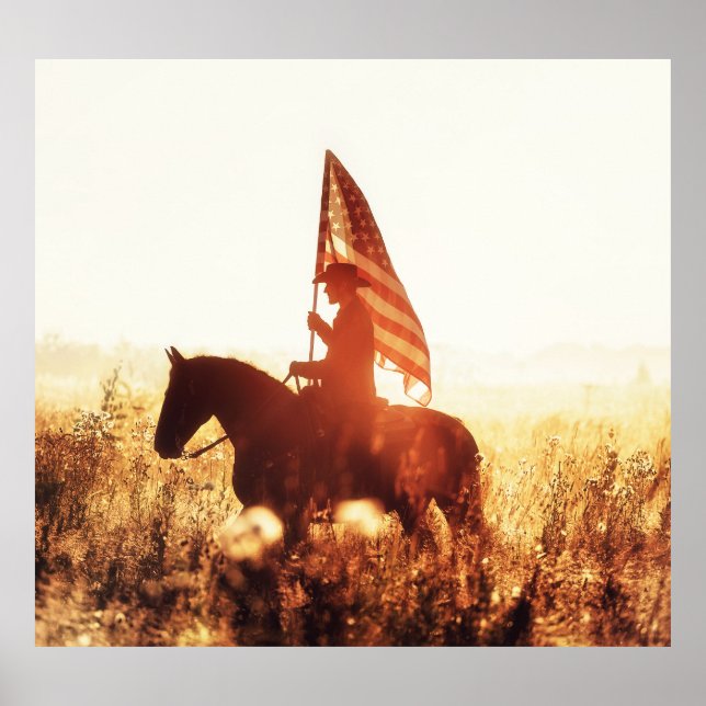Póster Cowboy Retrato Tema de la bandera de los Estados U (Frente)