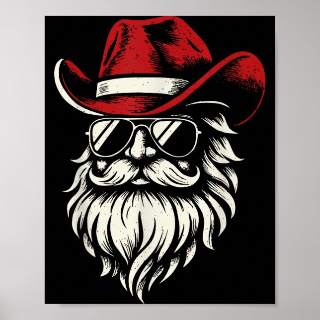 Póster Cowboy Santa Claus Christmas Vintage  (Frente)