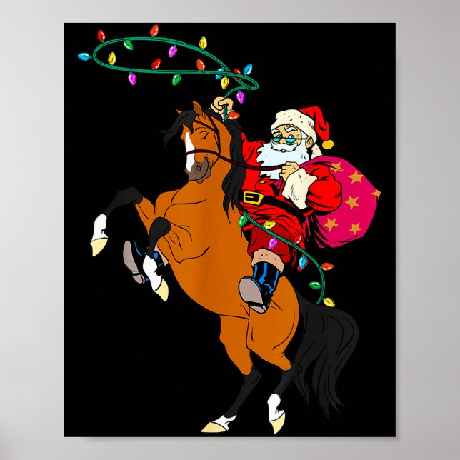 Póster Cowboy Santa Claus Riding A Horse Christmas Cowboy (Frente)