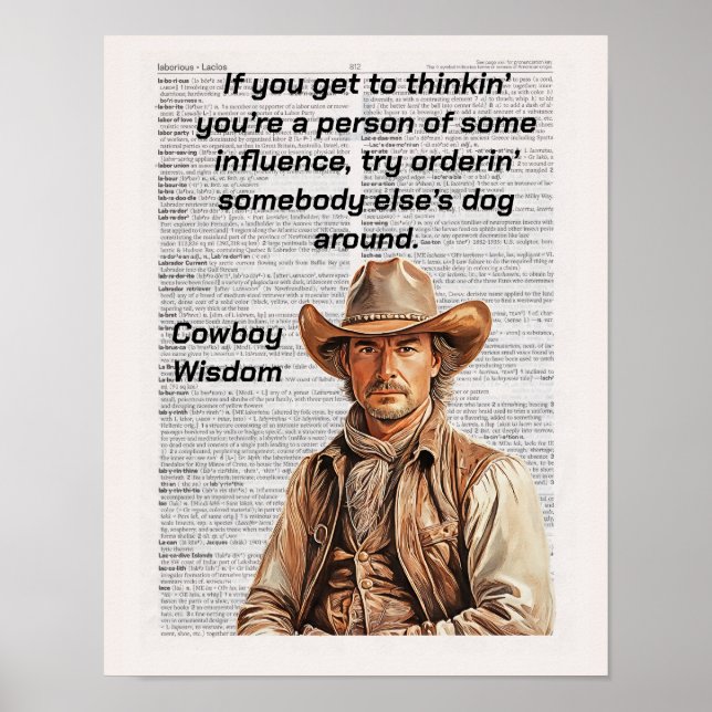 Póster Cowboy Sayings, Wisdom, Si piensas... (Frente)