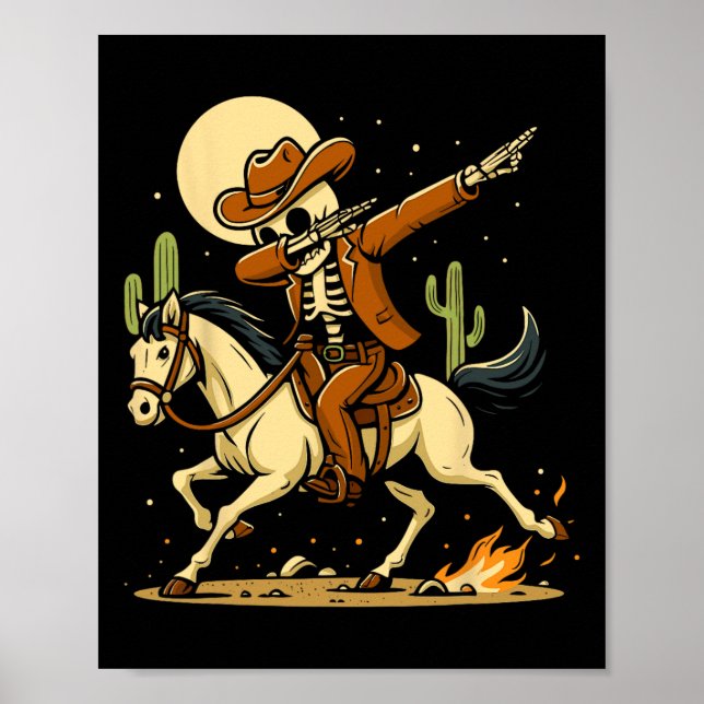 Póster Cowboy Skeleton Dabbing Shirt (Frente)