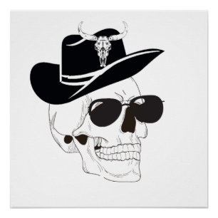 Póster Cowboy Skull con gafas de sol y Gorra - Gothi occi