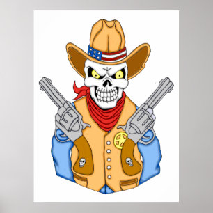 Póster Cowboy Skull Occidental