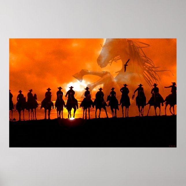 Póster Cowboy tiempo de resumen occidental rodeo poster a (Frente)