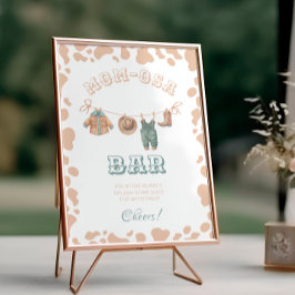 Póster Cowboy Western Baby Shower Mom-osa Bar Rótulo