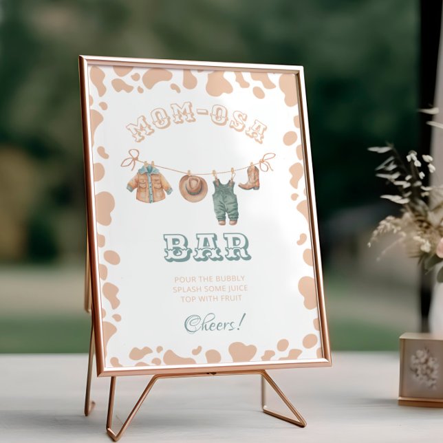 Póster Cowboy Western Baby Shower Mom-osa Bar Rótulo (Subido por el creador)
