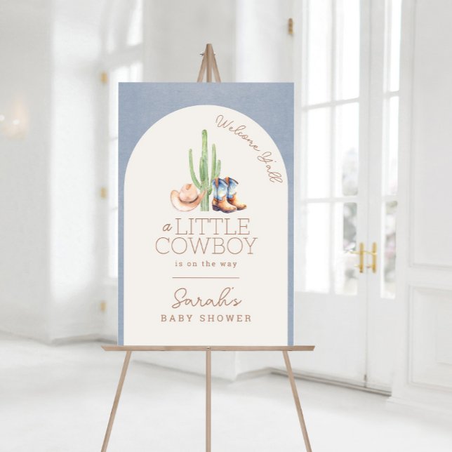 Póster Cowboy Western Baby Shower Welcome Sign Poster (Little Cowboy Baby Shower Sign)