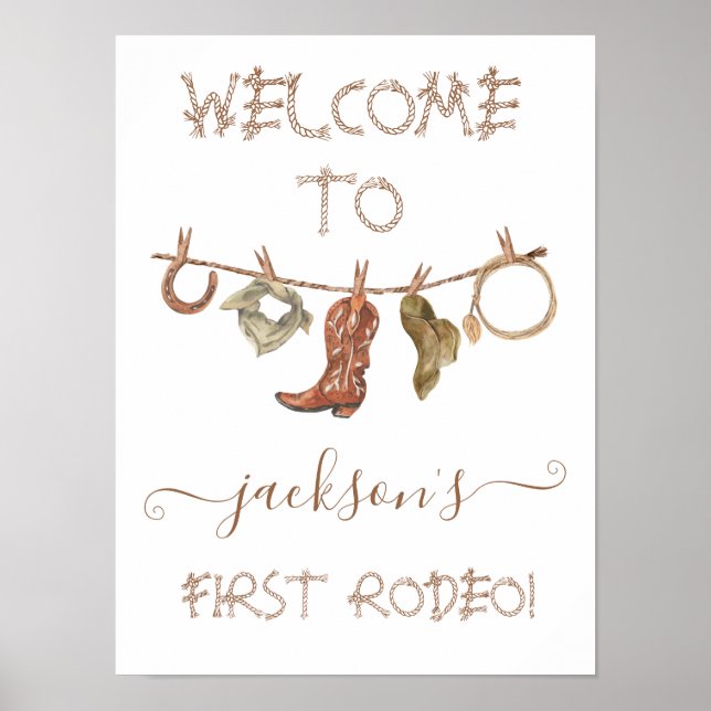 Póster Cowboy Western Boy Clothesline Primer Rodeo (Frente)