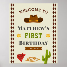 Póster Cowboy Western Saloon Baby Boy Bienvenida