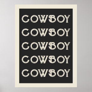Póster Cowboy Western Typography Wall Art Ranch Cabaña