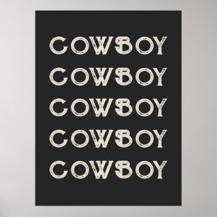 Póster Cowboy Western Typography Wall Art Ranch Cabaña