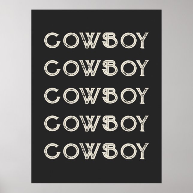 Póster Cowboy Western Typography Wall Art Ranch Cabaña (Frente)