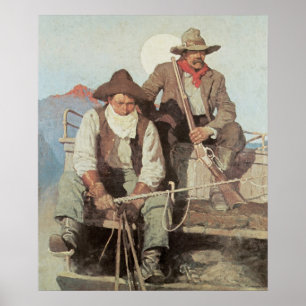 Póster Cowboys the Stagecoach Art Print Poster