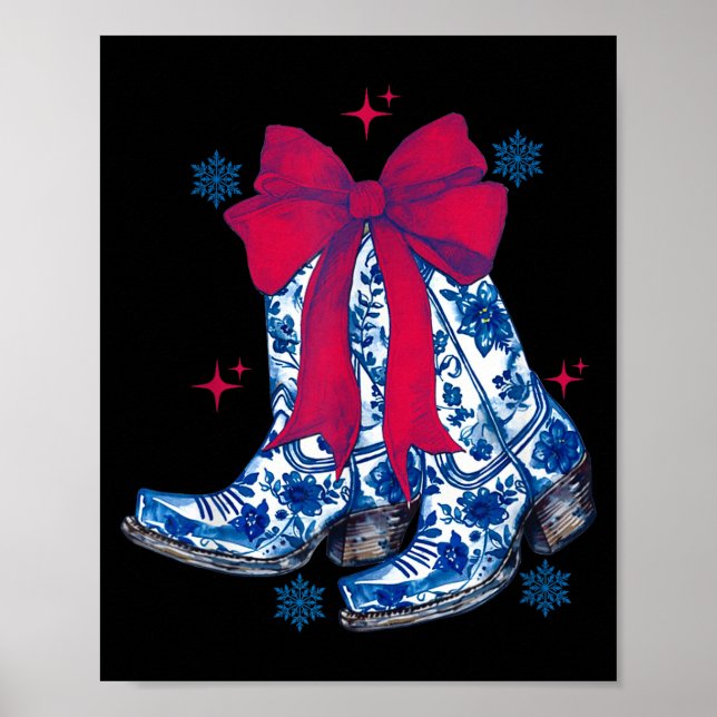 Póster Cowgirl Christmas Funny Coquette Bow Boots Gift Me (Frente)