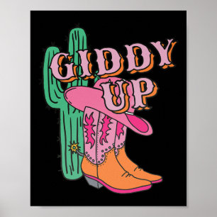 Póster Cowgirl Cowboy Boots Cactus