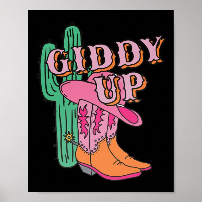 Póster Cowgirl Cowboy Boots Cactus (Frente)