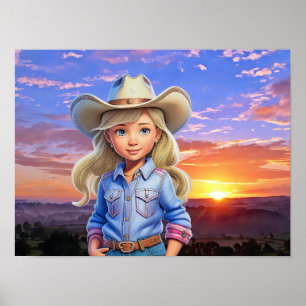 Póster Cowgirl de Sunset
