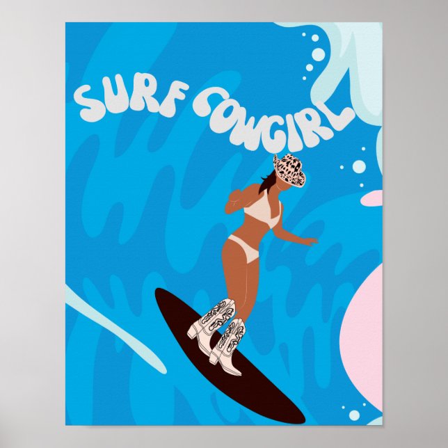 Póster cowgirl de surf (Frente)