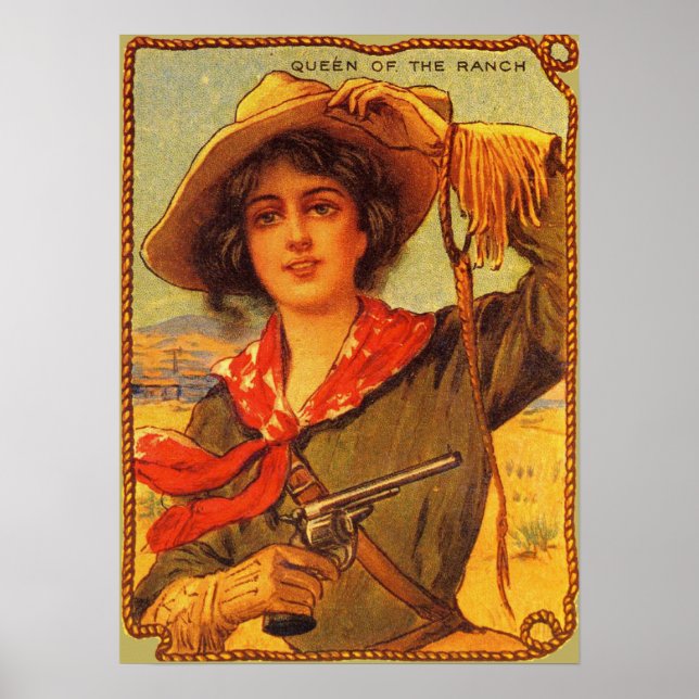 Póster Cowgirl "Queen of the Ranch" Vintage Poster (Frente)