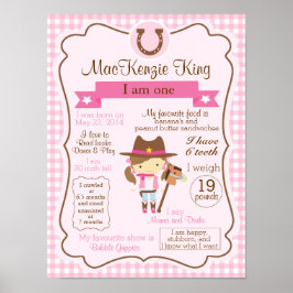 Póster CowGirl signo de un año para tu chica de cumpleaño