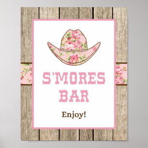 Póster Cowgirl Smores Bar Fiesta Rótulo
