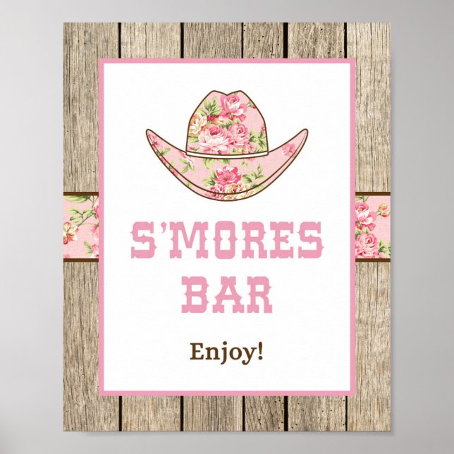Póster Cowgirl Smores Bar Fiesta Rótulo (Frente)