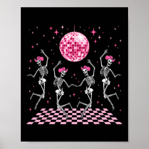 Póster Cowgirl Western Funny Dancing Skeletts Y Disco