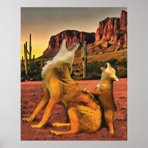 Póster Coyote "Coyote Howling"