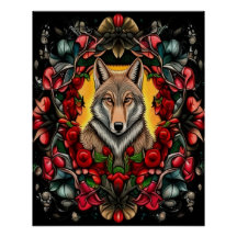 Coyote de Dakota del Norte rodeado de rosa de prad