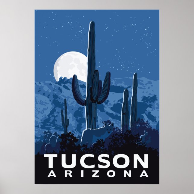 Póster Coyote del desierto de 28"x20" - Tucson, Arizona (Frente)
