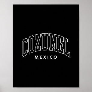 Póster Cozumel México Antiguo Retro Recuerdo Preppy Mujer