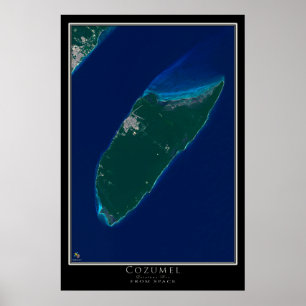Póster Cozumel Mexico From Space Satellite Art