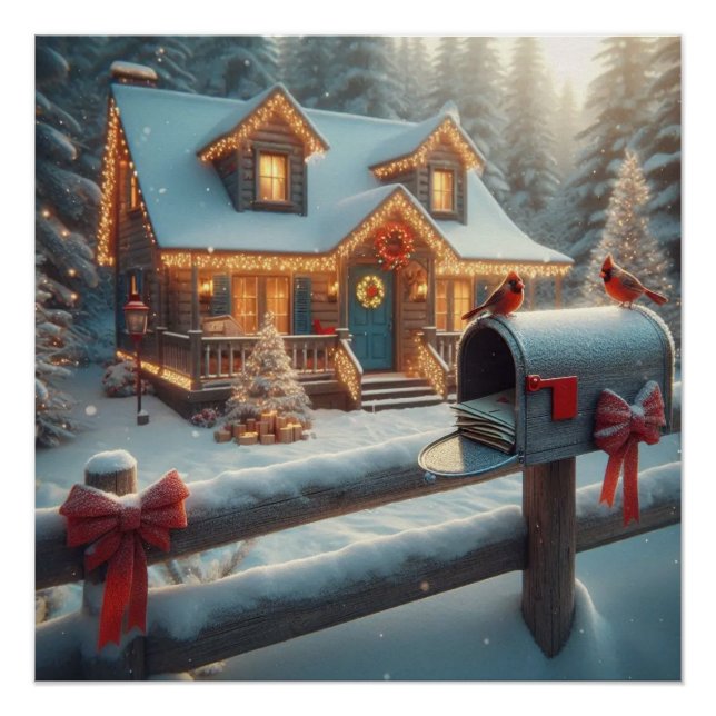 Póster Cozy Christmas Cabin Winter Wonderland (Anverso)