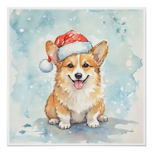 Póster Cozy Christmas corgi Festive Holiday Wall Art (Anverso)