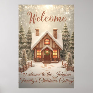 Póster Cozy Christmas Cottage Welcome Poster