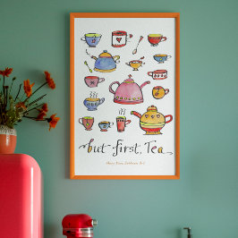 Póster Cozy Cottagecore Tea Cita Boho ilustrado a mano