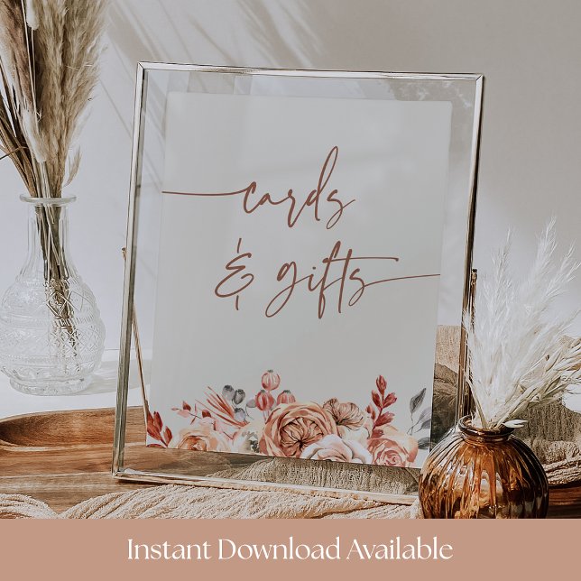 Póster Cozy Fall Floral Baby Shower Cards & Gifts Sign (Subido por el creador)