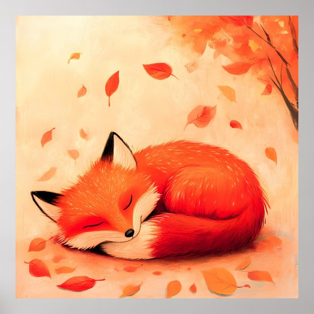 Póster Cozy Fall Forest Sleeping Fox (Frente)