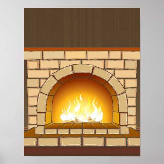 Póster Cozy Fireplace Illustration (Frente)