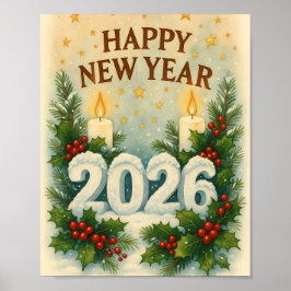 Póster cozy happy new year winter poster