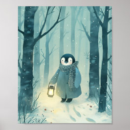 Póster Cozy Penguin – Winter Nursery Wall Art Poster
