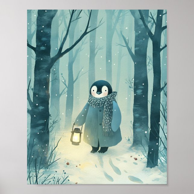 Póster Cozy Penguin – Winter Nursery Wall Art Poster (Frente)