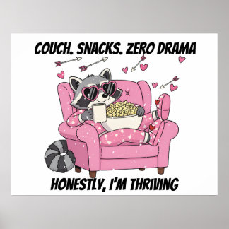 Póster Cozy Raccoon Valentine Poster - Pajama Couch Snack